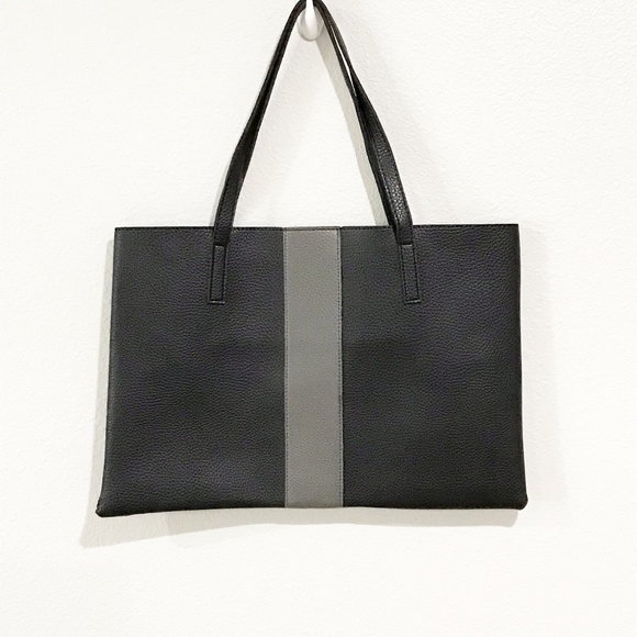 Vince Camuto Luck Black Grey Tote Vegan Leather - Picture 1 of 5